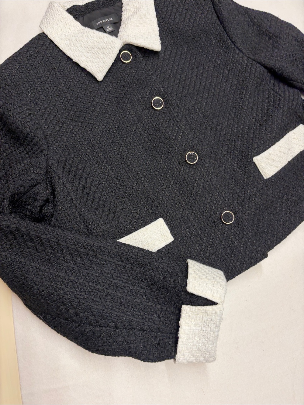 Ann Taylor Contrast Trim Tweed Jacket sz12 & Matching Pants sz10 *READ LISTING* - Picture 12 of 14